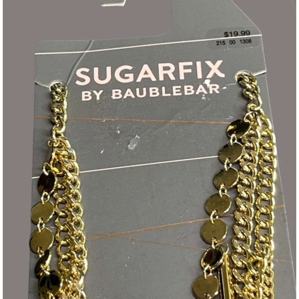 New on Card SUGARFIX by BAUBLEBAR Gold Tone Multi-Strand GRAY CRYSTAL POINTS